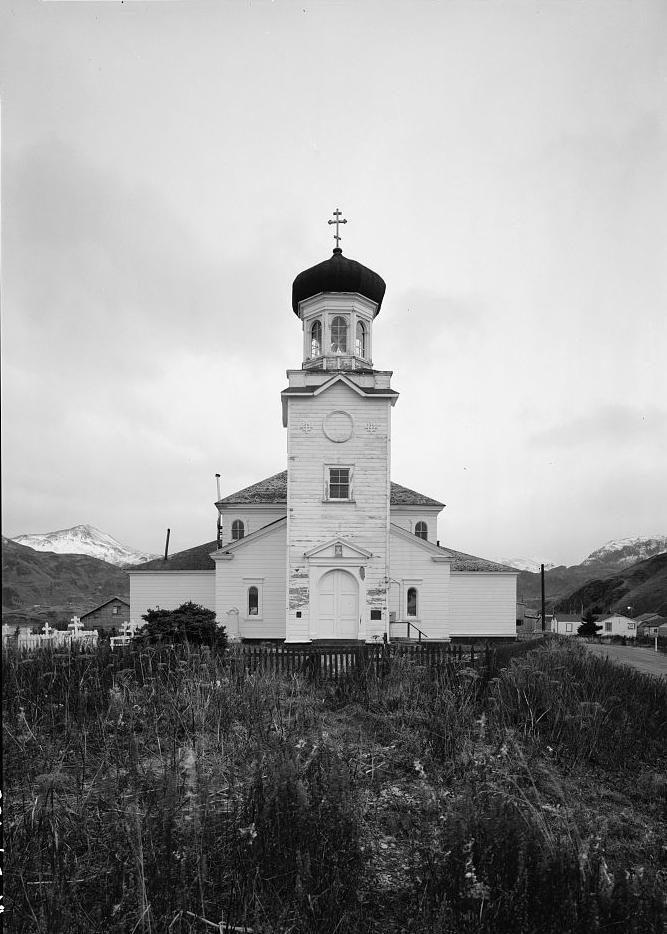 Holy Ascension Russian Orthodox Church, Unalaska Alaska 1984 FRONT ENTRANCE, LOOKING SOUTHEAST