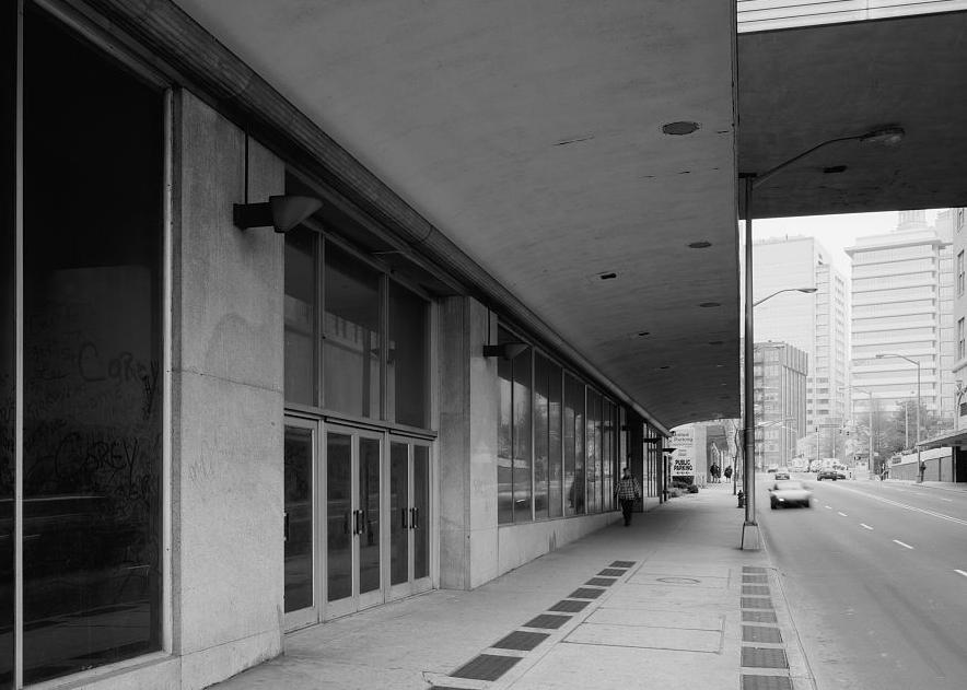 Rich's Downtown Department Store, Atlanta Georgia 1994  View of street level entrance to 1946/1948 store for homes, from south looking north up Forsyth Street.