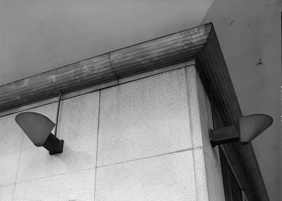 Rich's Downtown Department Store, Atlanta Georgia 1994  View of awning, molding, and light fixture detail at southeast corner of 1946/1948 store for homes.