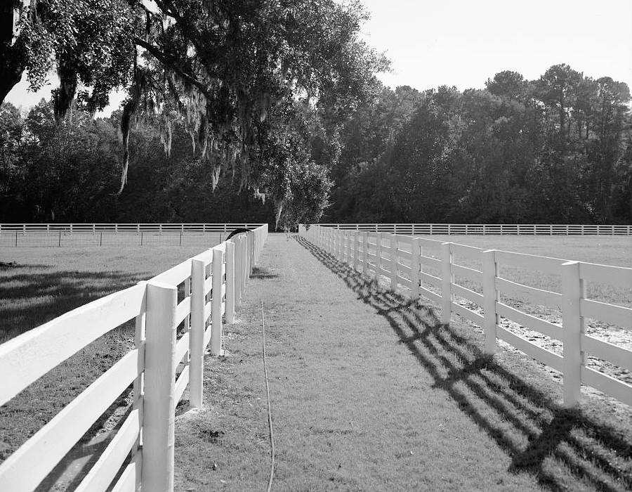 Henry Ford Plantation, Richmond Hill Georgia 2000 VIEW OF HISTORIC DISTRICT LOOKING SOUTHEAST AT PADDOCK FENCE