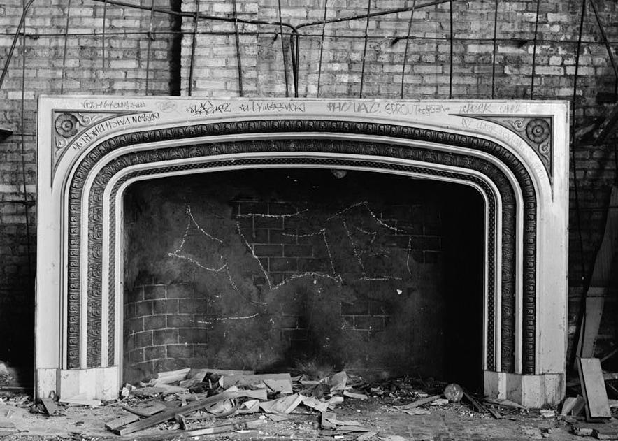 Granada Theatre, Chicago Illinois 1989 2ND FLOOR, WEST END, LOOKING SOUTH AT FIREPLACE IN OUTER LOBBY AREA