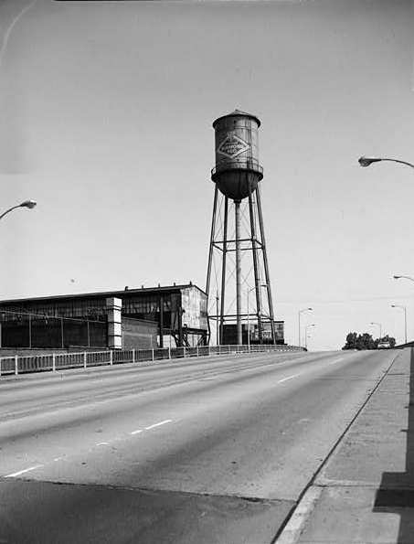 Reo Motor Car Company Plant, Lansing Michigan Cedar Street water tower, looking north (beyond historic designation area).