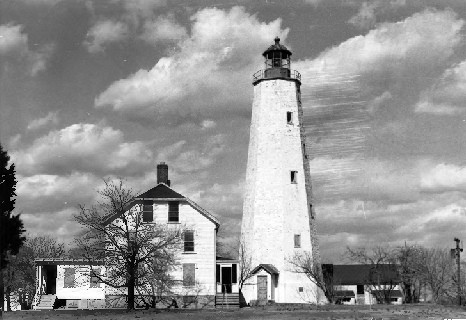 Sandy Hook Lighthouse, Sandy Hook New Jersey 1975 Southern elevation of Sandy Hook Light, Coast Guard quarters