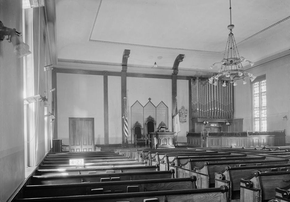 Fordham Manor Reformed Church, Bronx New York April 24, 1934.  INTERIOR VIEW (LOOKING TOWARD PULPIT). 