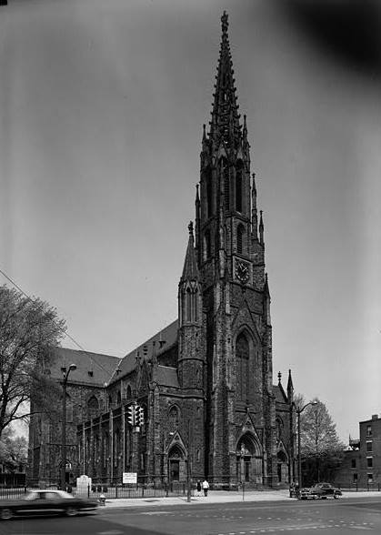 St. Louis Roman Catholic Church, Buffalo New York May 1965, GENERAL VIEW OF EAST FACADE (FRONT).