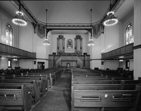 First Universalist Church, Rochester New York 1966, FIRST FLOOR, VIEW OF AUDITORIUM TOWARD ORGAN