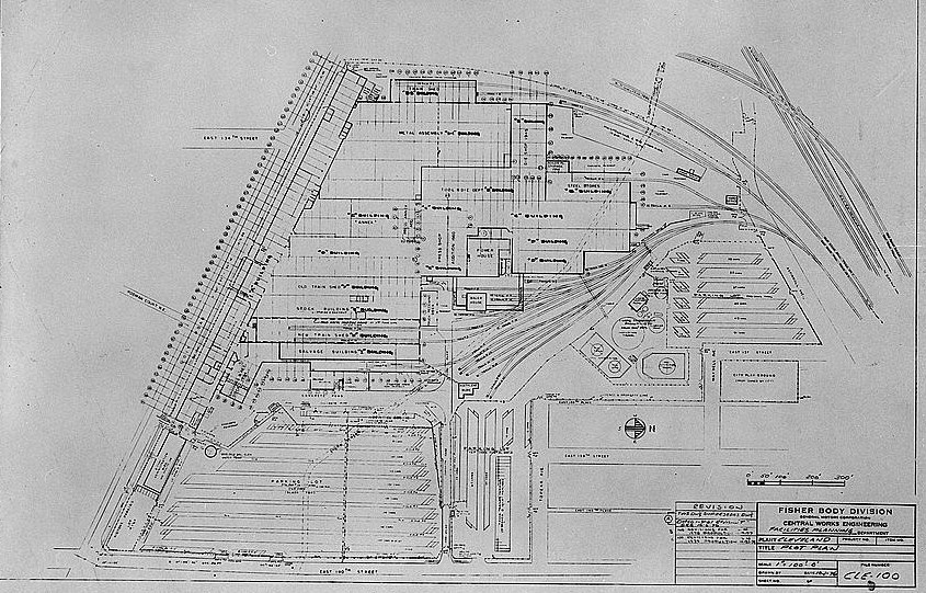 Fisher Body Company, Cleveland Ohio 1916 drawing shewing plot plan