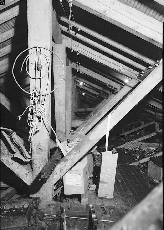 Woonsocket Company Mill 2, Woonsocket Rhode Island 1969 INTERIOR, ATTIC, TRUSS DETAIL.