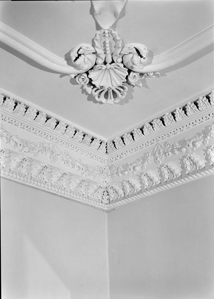 Kenmore House, Fredericksburg Virginia 1983  FIRST FLOOR, DRAWING ROOM, DETAIL OF CORNICE AND CEILING DECORATION