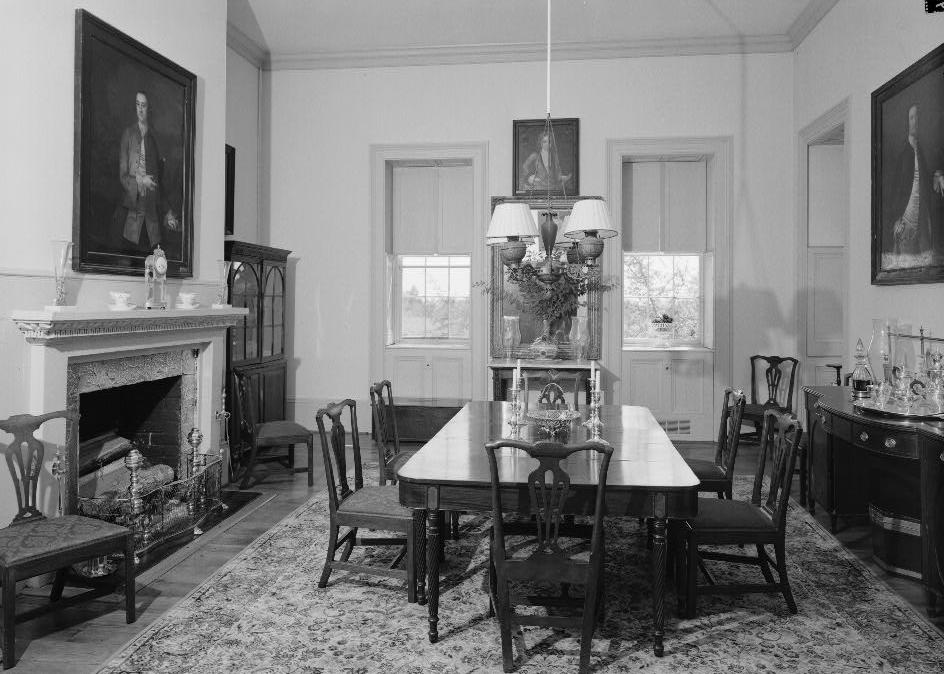 Mount Airy Plantation, Warsaw Virginia Main house, dining room, from the northeast (1971)
