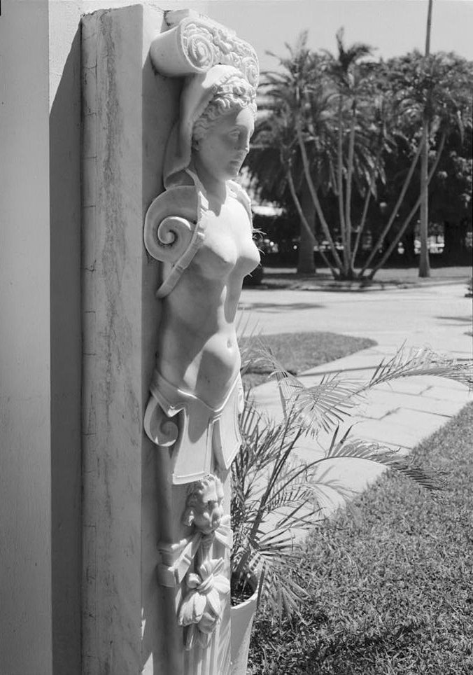 Henry Flagler Mansion - Whitehall, Palm Beach Florida STATUARY, TERMINAL FEMALE FIGURE, NORTH PERGOLA (1972)