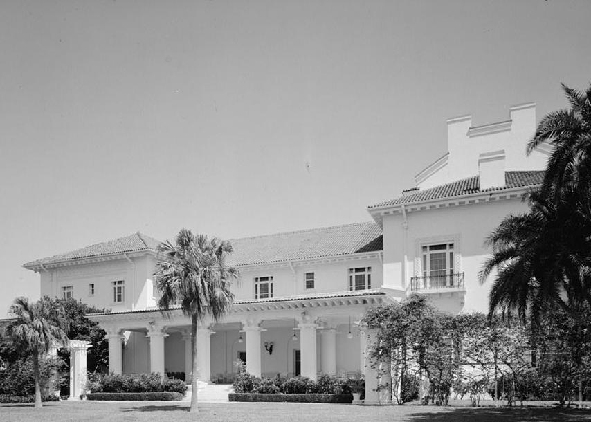 Henry Flagler Mansion - Whitehall, Palm Beach Florida SOUTH SIDE ELEVATION (1972)