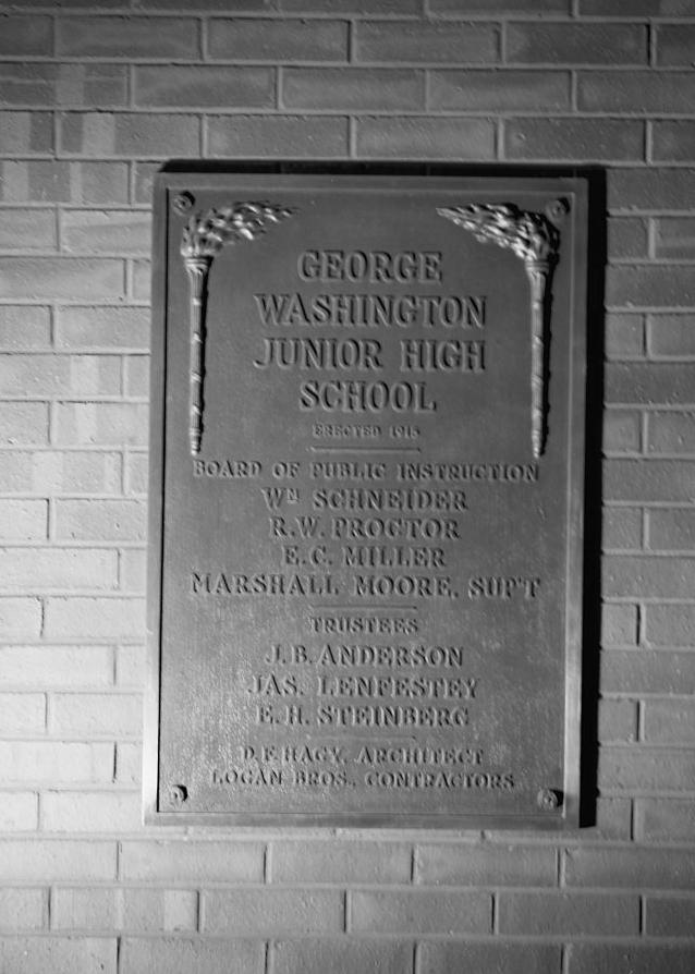 George Washington Junior High School, Tampa Florida George Washington Junior High School Plaque (2001)