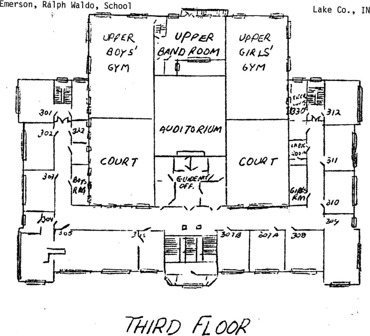Ralph Waldo Emerson School, Gary Indiana Third Floor Plan