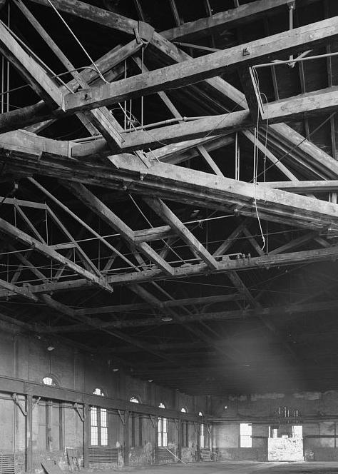 Baltimore & Ohio Railroad, Mount Clare Shops, Baltimore Maryland FOUNDRY HEAVY TIMBER ROOF TRUSSING SYSTEM (1976)